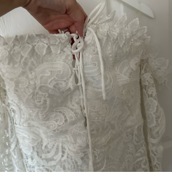 Fashion Nova Lace Off-Shoulder Romper - Picture 3 of 8